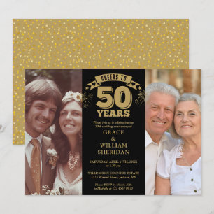Cheers To 50th Wedding Anniversary 2 Photo Invitation