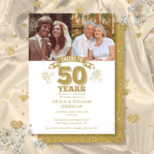 Cheers To 50th Wedding Anniversary 2 Photo Invitation