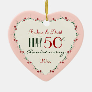 Cheers to 50th Wedding Anniversary Christmas Gifts Ceramic Ornament
