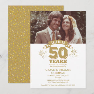 Cheers To 50th Wedding Anniversary Photo Invitation