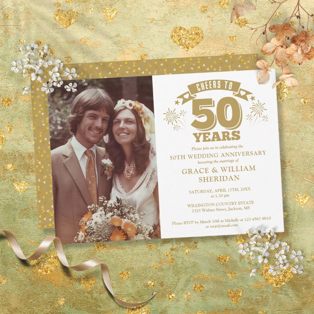 Cheers To 50th Wedding Anniversary Photo Invitation (Cheers To 50th Wedding Anniversary Photo Invitation)