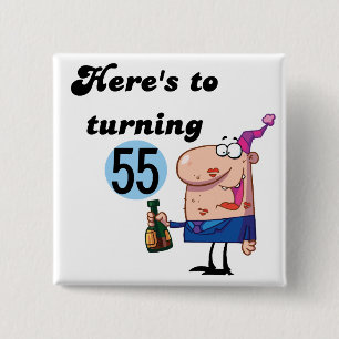 Cheers to 55 Birthday T-shirts and Gifts 2 Inch Square Button