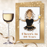 Cheers to 60 for Her Girly Sparkle 60th Birthday Card<br><div class="desc">Celebrate that special someone's 60th (or any age)  birthday with a champagne toast!  This girly and glam card will put a smile on her face. 
The inside message lets her know that you wish her "many more"</div>
