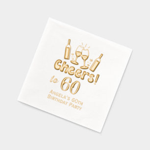 * Cheers to 60 (or Any Age) Birthday Wine Glasses Foil Napkins