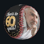 Cheers to 60 Years - 60th birthday Photo Baseball<br><div class="desc">Celebrate a milestone birthday with this custom 60th birthday baseball, featuring two photos—then and now—showcasing the journey of the birthday honoree. With the fun and festive saying "Cheers to 60 years" paired with a gold helium balloon and shimmering gold glitter accents, this personalized baseball is a perfect keepsake for a...</div>
