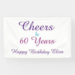 Cheers to 60 Years Birthday Colourful Personalize Banner