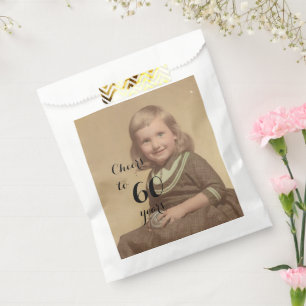 Cheers to 60 Years! Birthday Photo Black Script Favour Bag