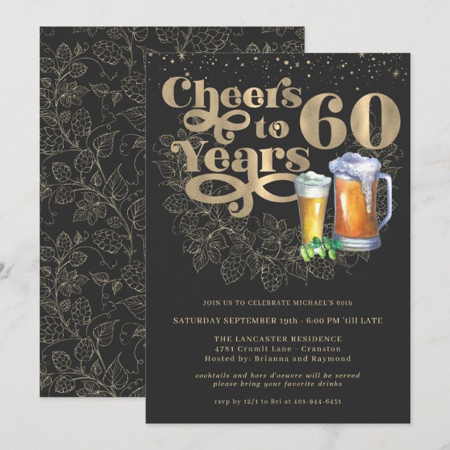 Cheers to 60 Years | Milestone Birthday Party Invitation (Front/Back)