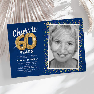 Cheers to 60 Years Photo Birthday Invitation