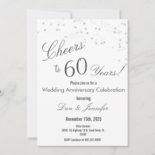 Cheers to 60 Years Silver Anniversary Invitation