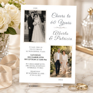 Cheers to 60 Years Then & Now Photo Invitation