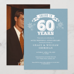 Cheers To 60th Wedding Anniversary Photo Invitation