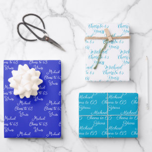 Cheers to 65 Years Royal Blue Marine 65th Birthday Wrapping Paper Sheet