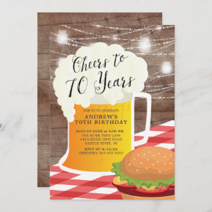 Cheers to 70 Years 70TH Birthday Invitation