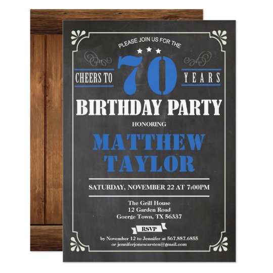 Cheers to 70 years birthday invitation. Retro Invitation | Zazzle.ca