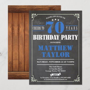 Cheers to 70 years birthday invitation. Retro Invitation