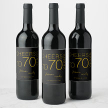 Cheers to 70 years Black Gold Elegant Birthday