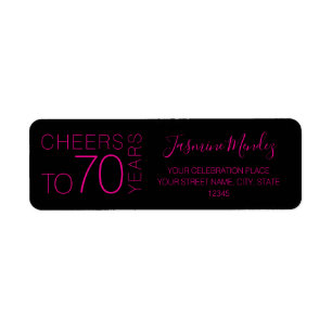 Cheers to 70 years Black Pink Chic Elegant Address
