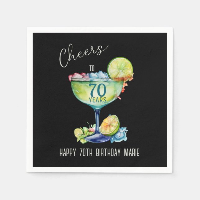Cheers to 70 Years Milestone Birthday  Napkin (Front)