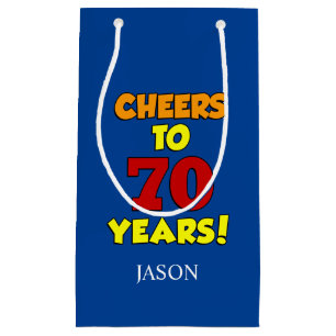 Cheers To 70 Years Personalized 70th Birthday Small Gift Bag