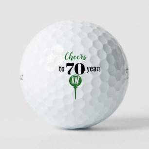 Cheers to 70 Years Personalized Initials Birthday  Golf Balls