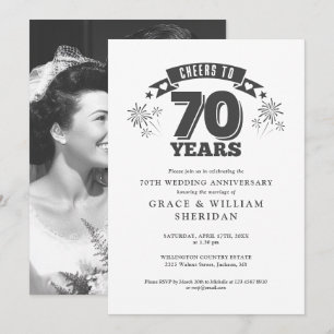 Cheers To 70th Wedding Anniversary Photo Invitation