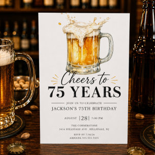 Cheers to 75 Years Birthday Invitation