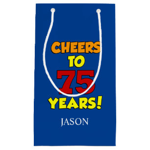 Cheers To 75 Years Personalized 75th Birthday Small Gift Bag