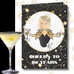 Cheers to 80 Bold Glamourous Cartoon 80th Birthday Card<br><div class="desc">Is someone special turning 80 that is very dear to you?  Grandma,  mom,  friend???? Send this fun and bold card to make her day!  Customize your message and her name</div>