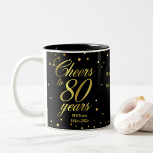 Cheers to 80 Years 80th Birthday Two-Tone Coffee M Mug