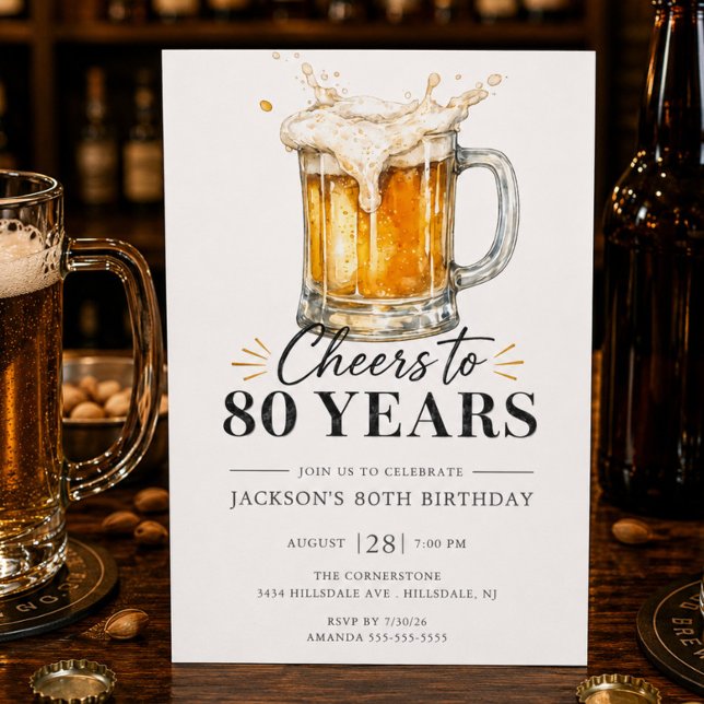 Cheers to 80 Years Birthday Invitation (Creator Uploaded)