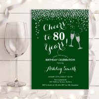 Cheers To 80 Years Birthday - Silver Green
