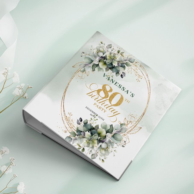 Cheers to 80 Years Eucalyptus Boho Ring Binder (Cheers to 80 Years Eucalyptus Boho Ring Binder)