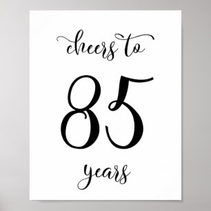 Cheers to 85 years birthday sign