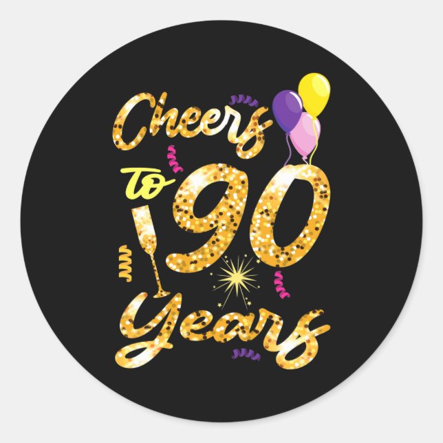 Cheers To 90 Years 1931 90th Birthday Celebration  Classic Round Sticker (Front)