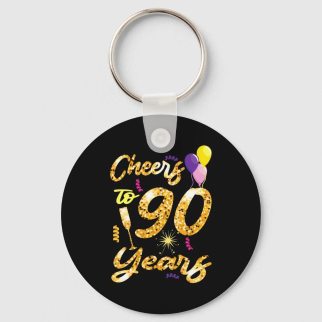 Cheers To 90 Years 1931 90th Birthday Celebration  Keychain (Front)