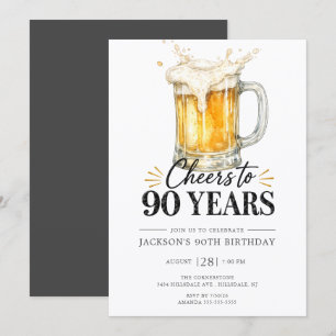 Cheers to 90 Years Birthday Invitation