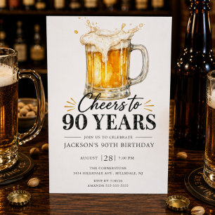 Cheers to 90 Years Birthday Invitation