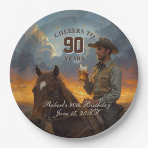 Cheers to 90 Years Paper Plate