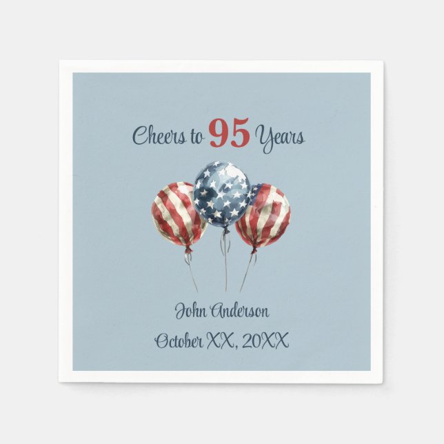 Cheers to 95 Years Birthday Party  Napkin (Front)