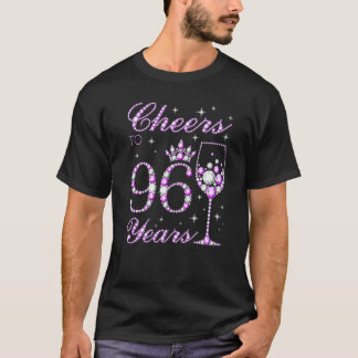 Cheers To 96 Years Old Women Purple Crown 96th Bir T-Shirt