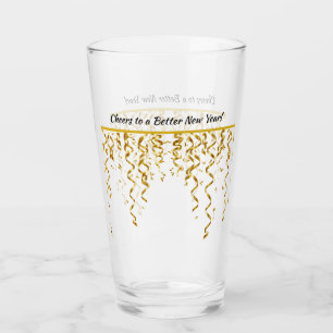 Cheers to a Better New Year, Gold Streamers Glass