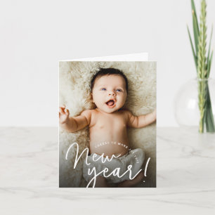 Cheers to a joyful New Year baby photo birth  Holiday Card