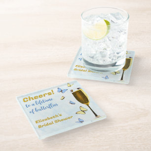 Cheers To A Lifetime Of Butterflies Bridal Shower Glass Coaster