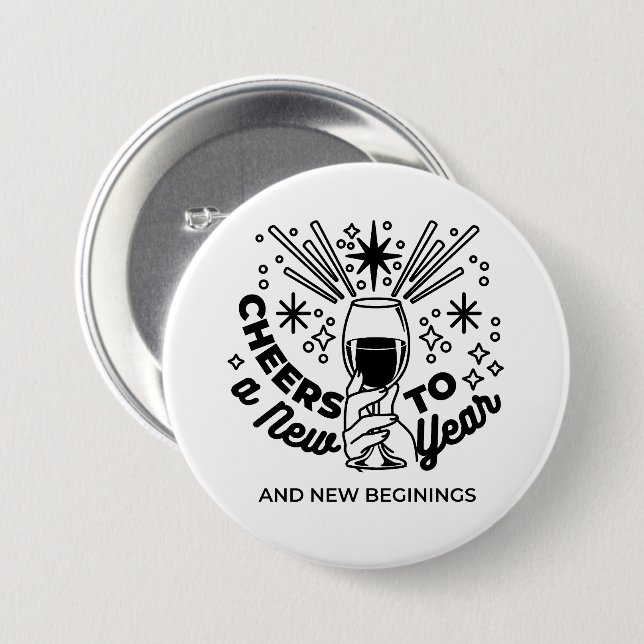 Cheers to a New Year Celebration Design 3 Inch Round Button (Front & Back)