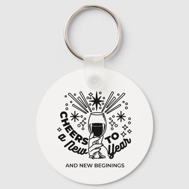 Cheers to a New Year Celebration Design Keychain (Front)
