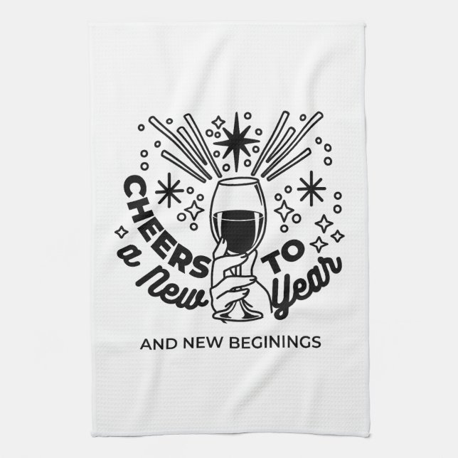 Cheers to a New Year Celebration Design Kitchen Towel (Vertical)