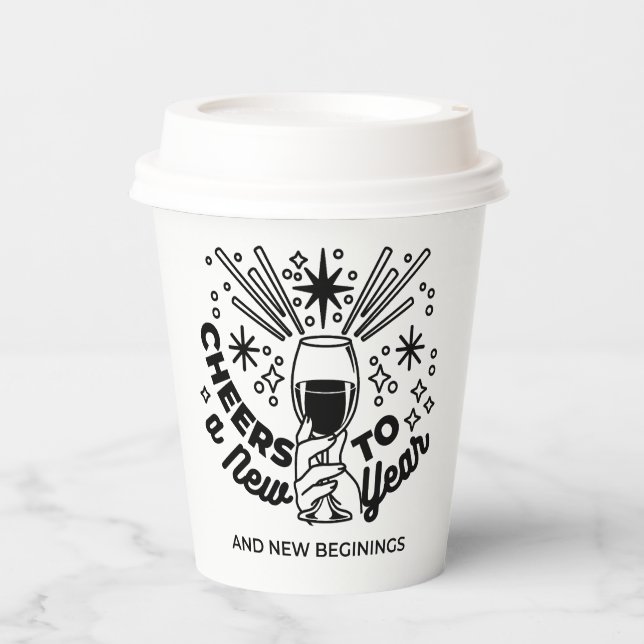 Cheers to a New Year Celebration Design Paper Cups (Front)