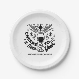 Cheers to a New Year Celebration Design Paper Plate
