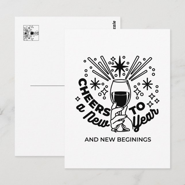 Cheers to a New Year Celebration Design Postcard (Front/Back)
